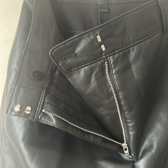 Babaton Aritzia Melina Pants Size 10 faux vegan leather black straight high rise - Picture 11 of 11